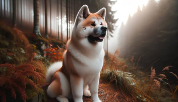 Akita in a forest