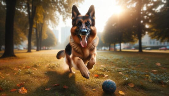 Running after a ball in the park